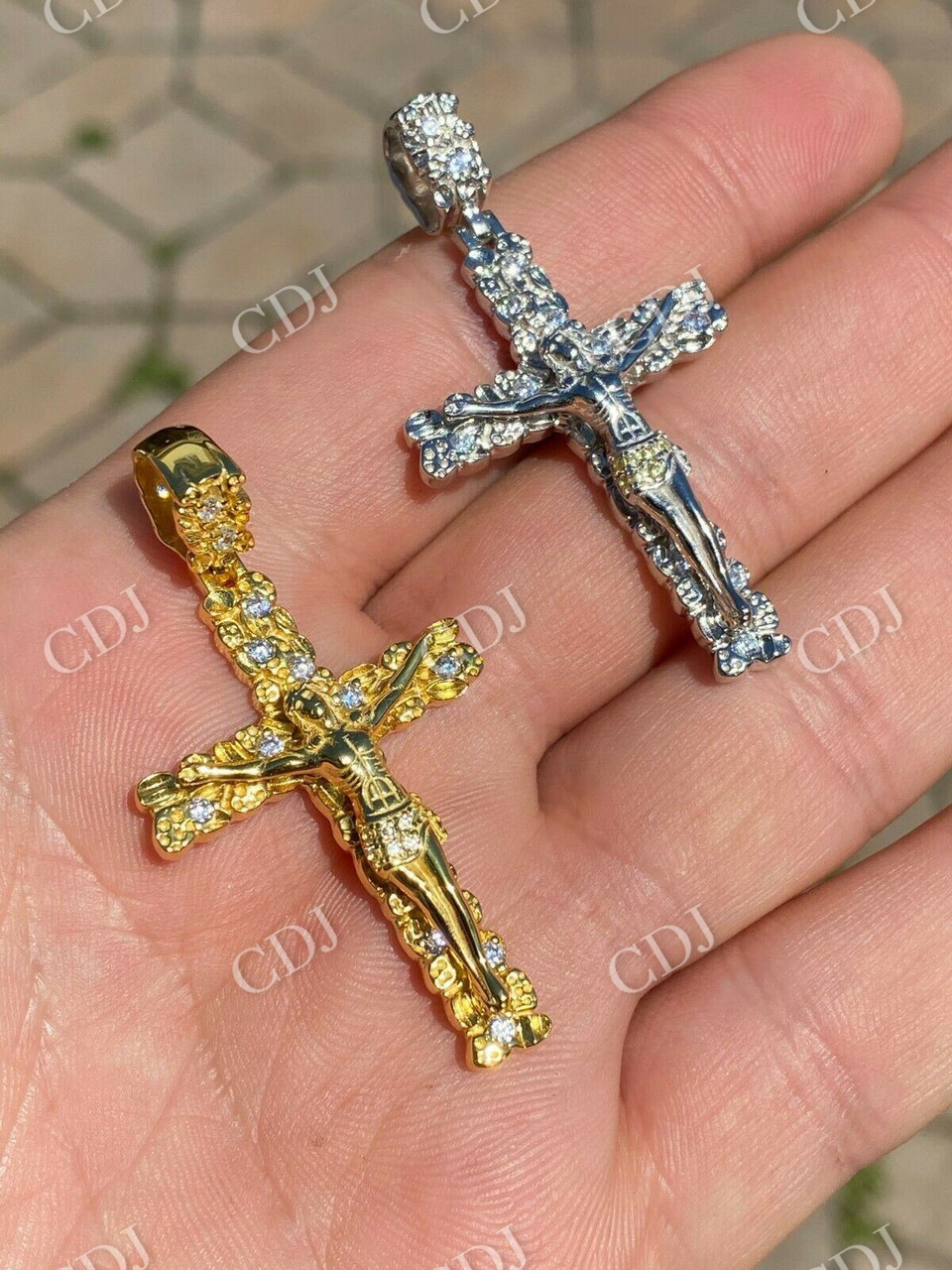 Mens Nugget Cross Jesus On Crucifix Diamond Pendant  customdiamjewel   