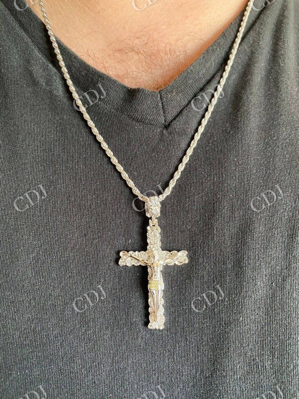 Mens Nugget Cross Jesus On Crucifix Diamond Pendant  customdiamjewel   