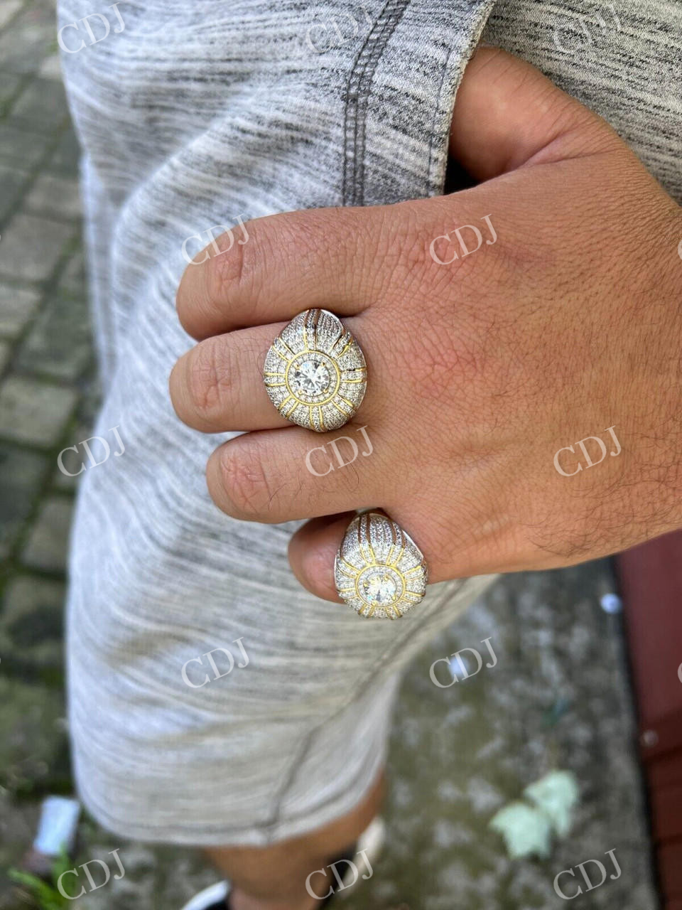 Iced Solitaire Crown Pinky Ring Hip Hop  customdiamjewel   