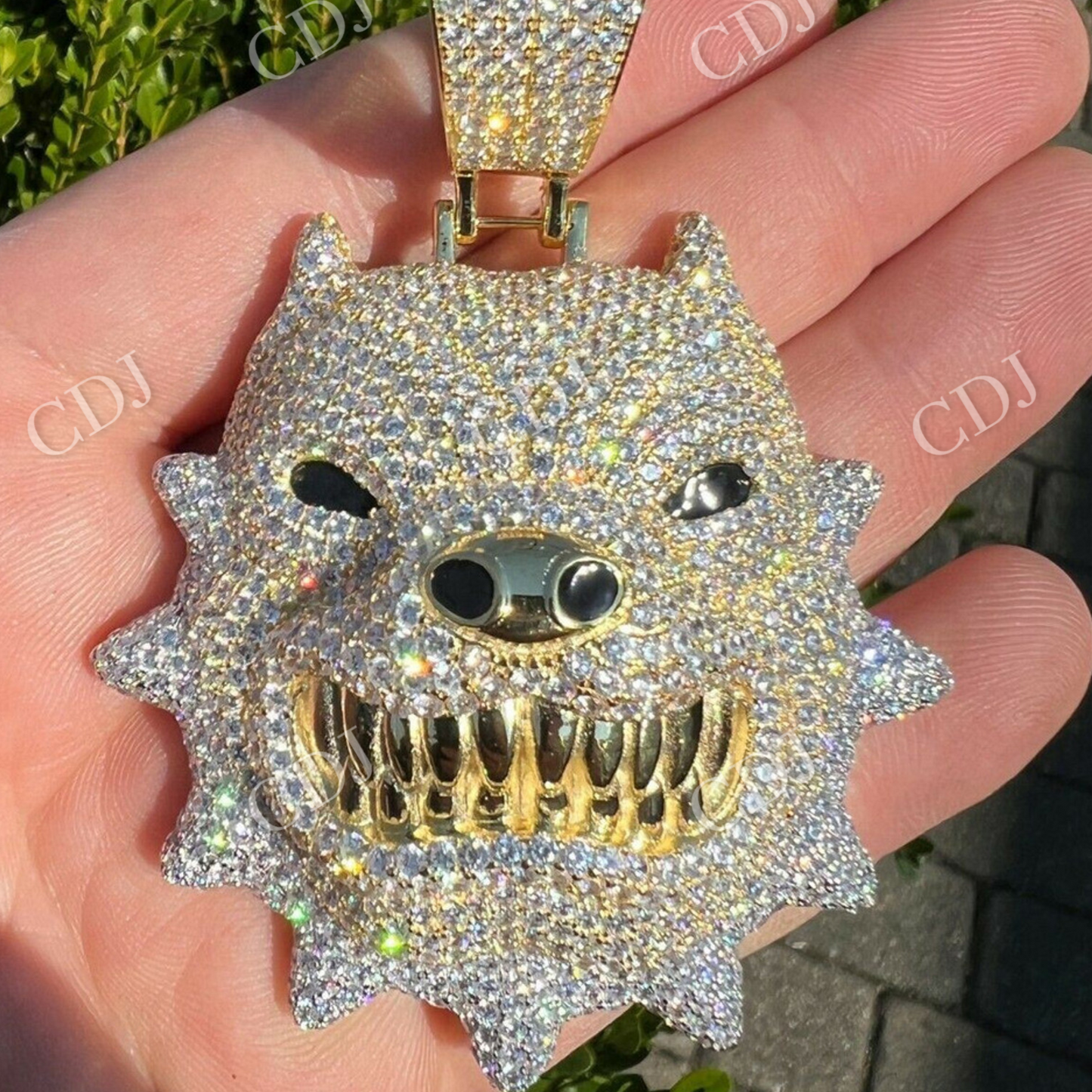 Iced Hip Hop Angry Pitbull Dog Diamond Pendant  customdiamjewel   