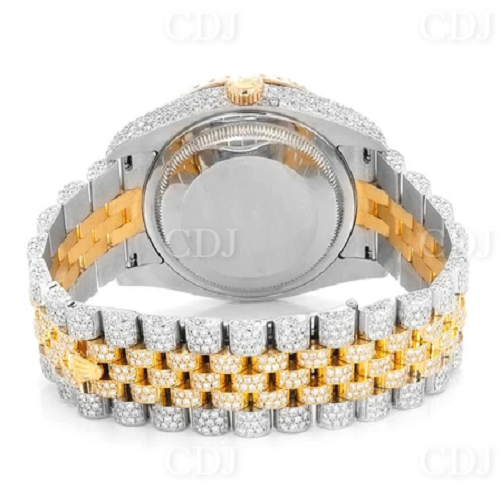 Iced Out Diamond Studded Two Tone Men Wrist Watch Round Natural Diamond Custom Hip Hop Watch For Men and Women  customdiamjewel   