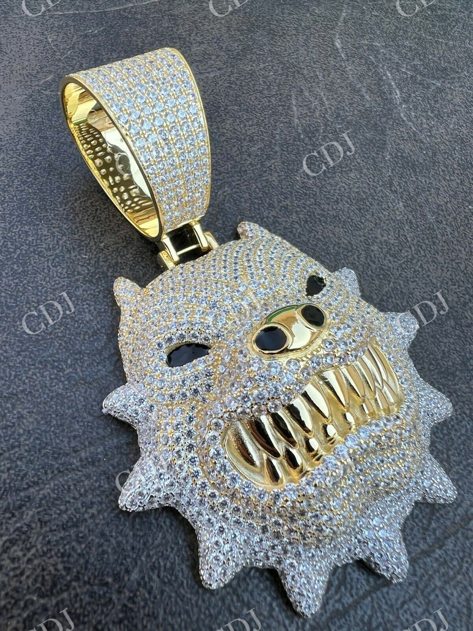 Iced Hip Hop Angry Pitbull Dog Diamond Pendant  customdiamjewel   