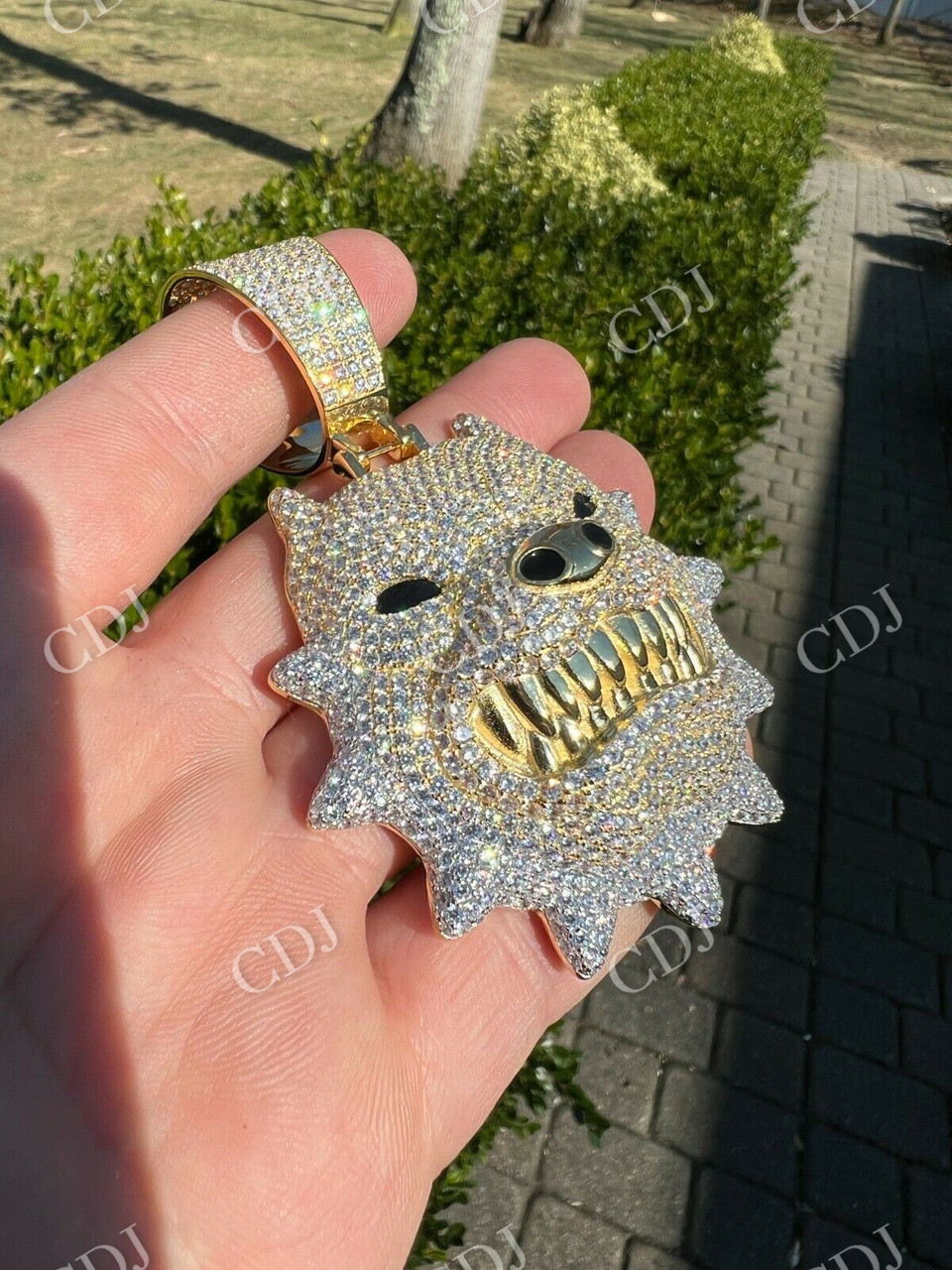 Iced Hip Hop Angry Pitbull Dog Diamond Pendant  customdiamjewel   