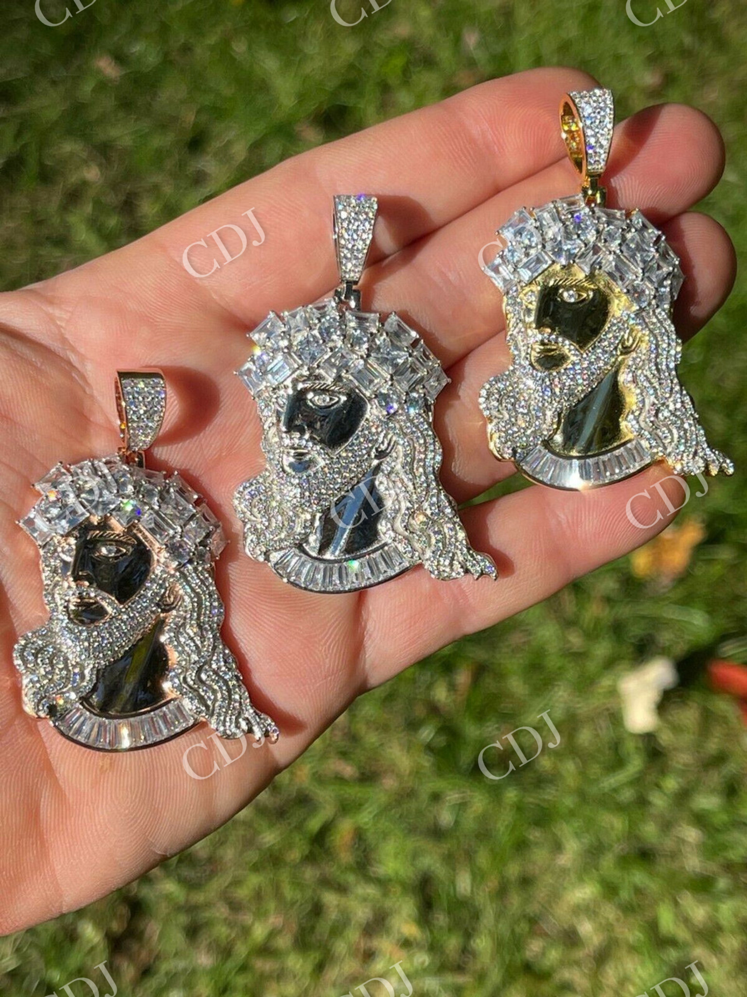 Jesus Piece Iced Hip Hop Diamond Pendant  customdiamjewel   