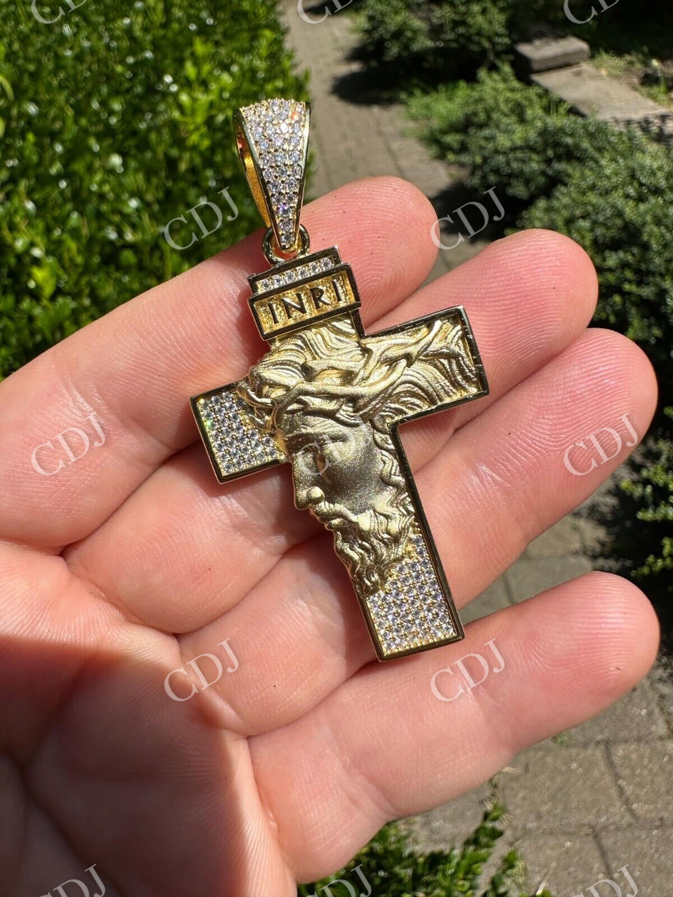 Moissanite Jesus Face On Cross Pendant  customdiamjewel   