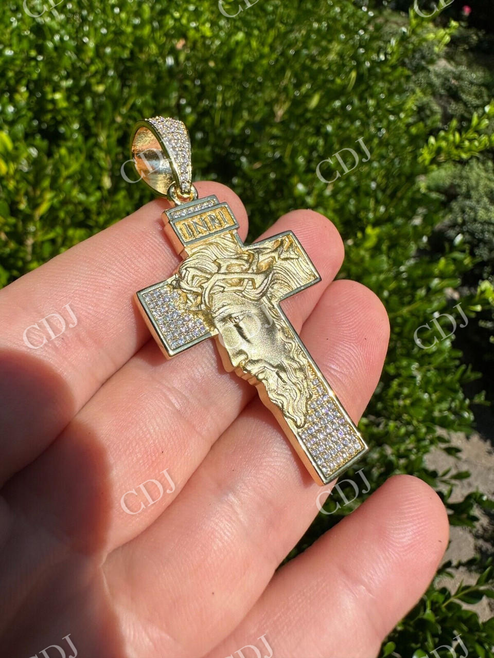 Moissanite Jesus Face On Cross Pendant  customdiamjewel   