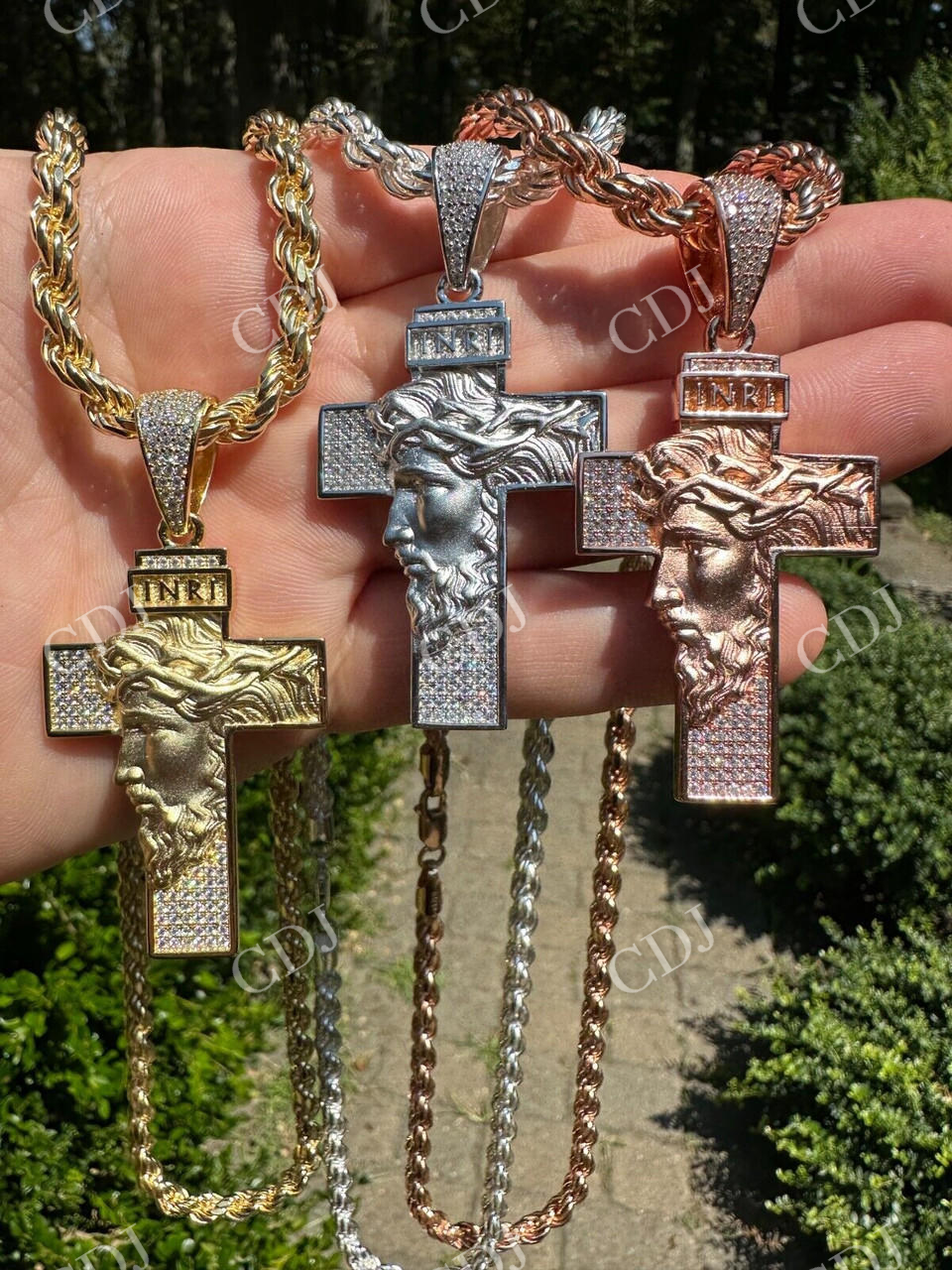 Moissanite Jesus Face On Cross Pendant  customdiamjewel   