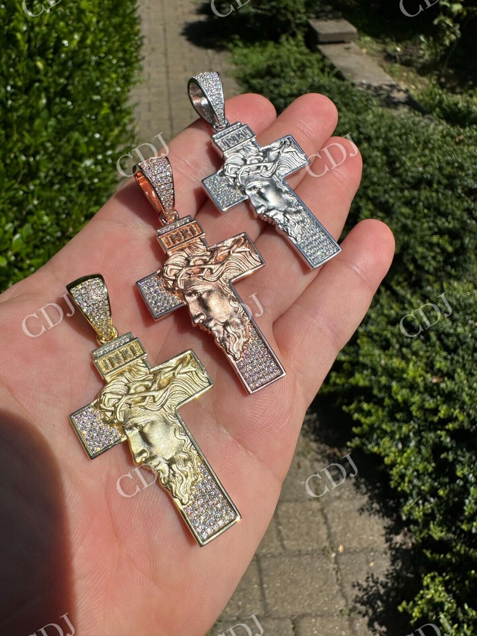 Moissanite Jesus Face On Cross Pendant  customdiamjewel   