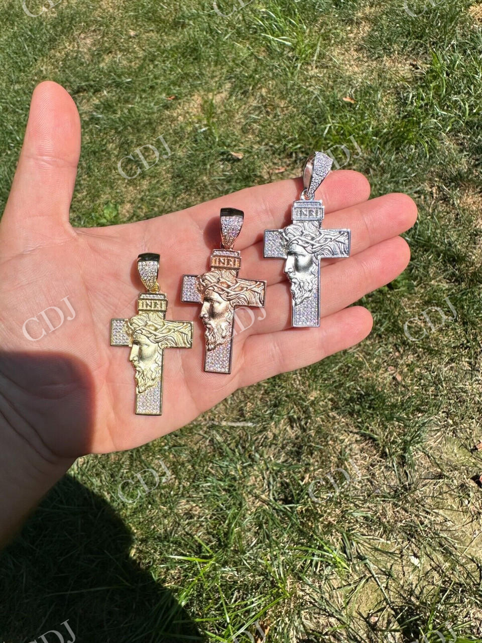 Moissanite Jesus Face On Cross Pendant  customdiamjewel   