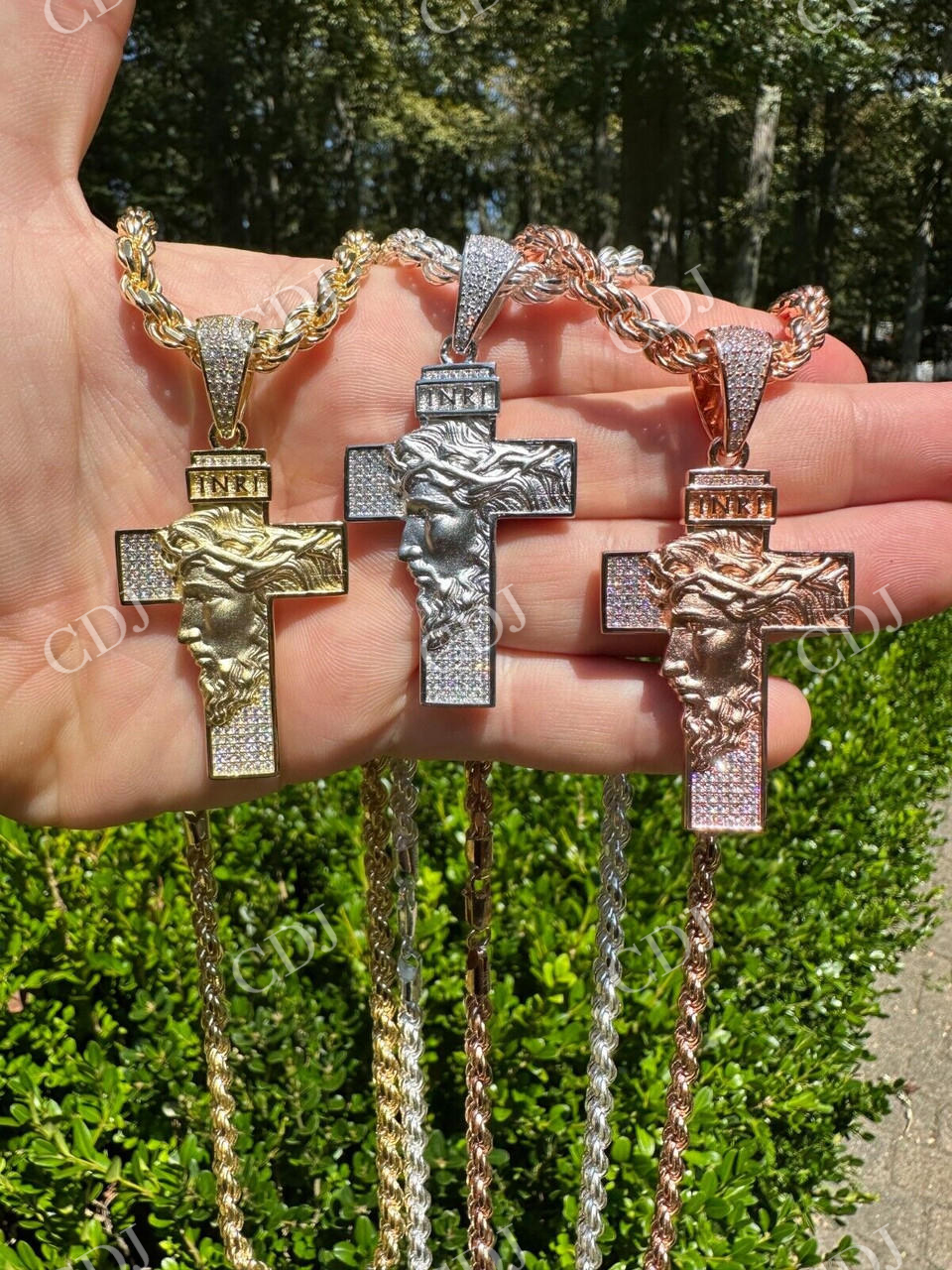 Moissanite Jesus Face On Cross Pendant  customdiamjewel   