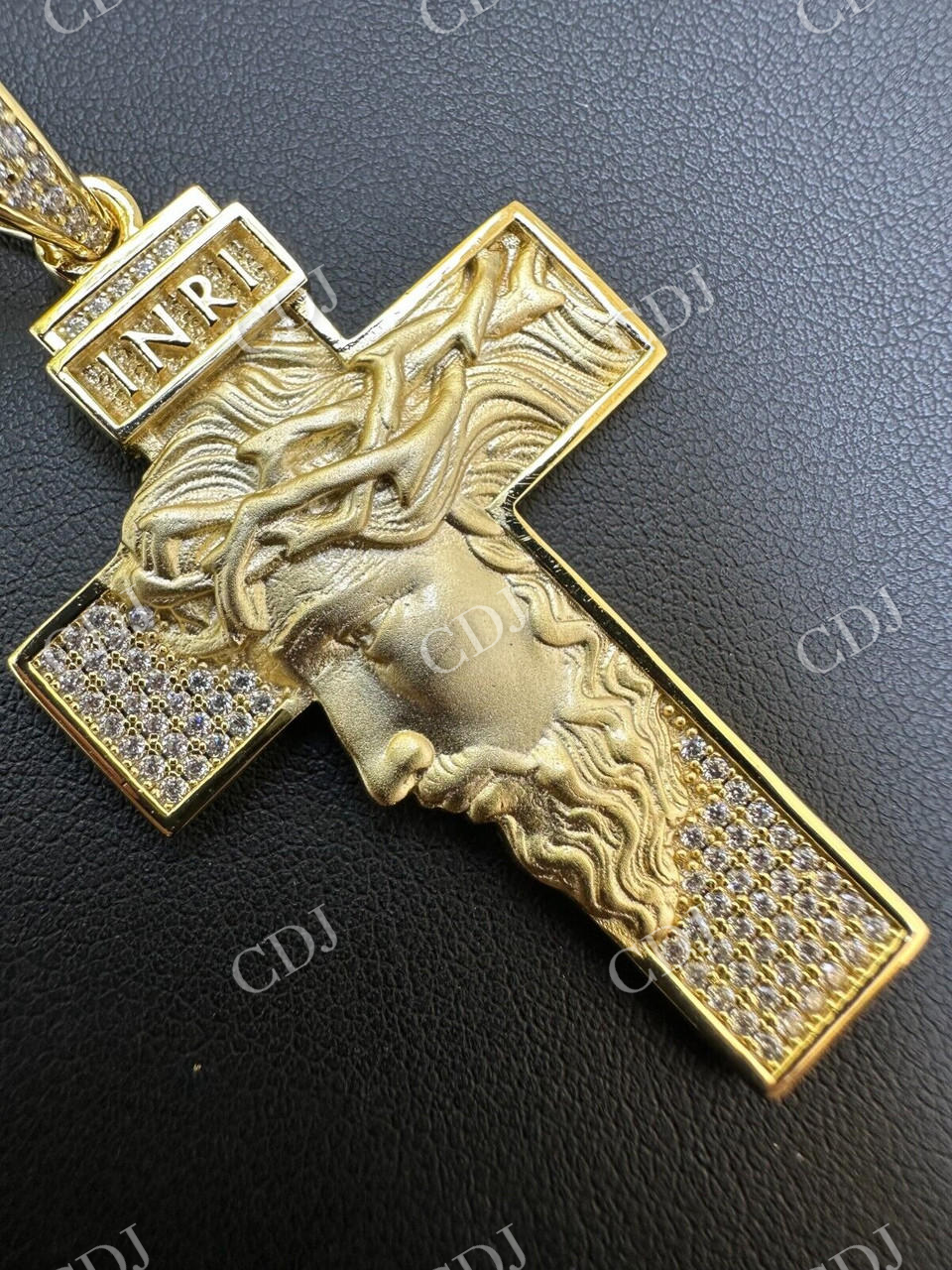 Moissanite Jesus Face On Cross Pendant  customdiamjewel   