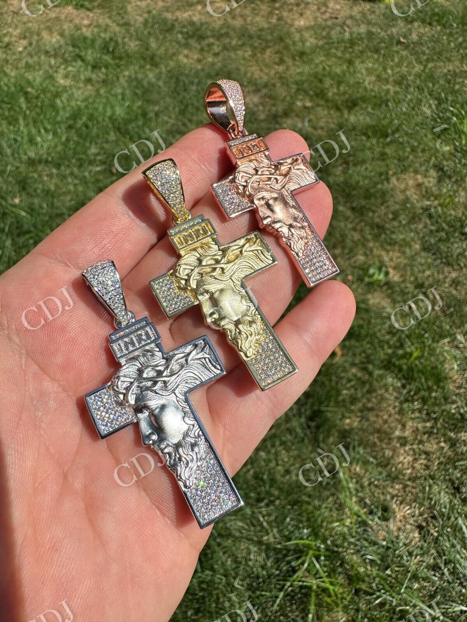 Moissanite Jesus Face On Cross Pendant  customdiamjewel   