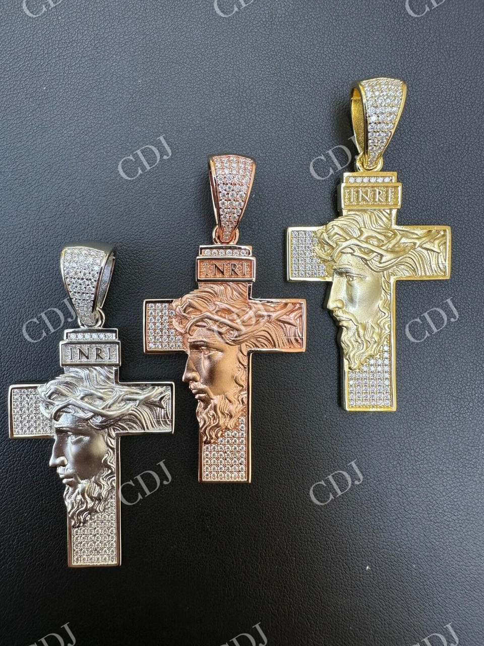 Moissanite Jesus Face On Cross Pendant  customdiamjewel   