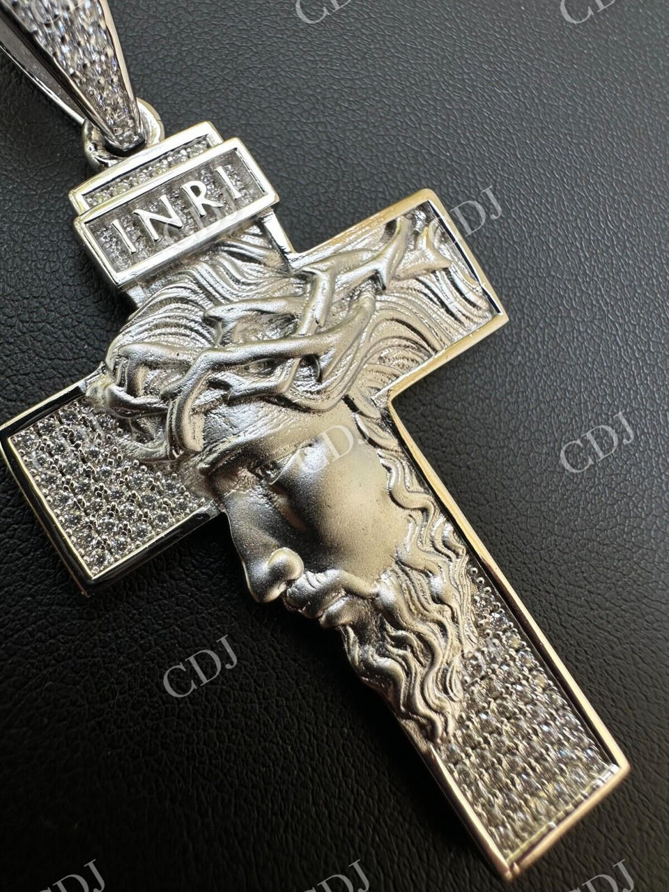 Moissanite Jesus Face On Cross Pendant  customdiamjewel   