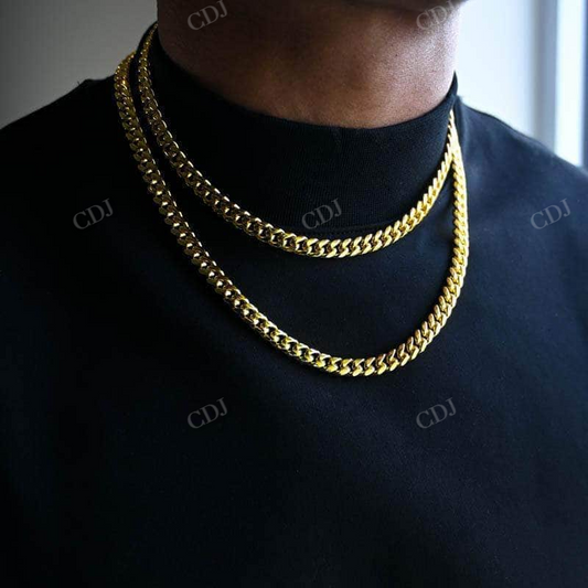 Daily Wear Plain Cuban Chain Yellow Gold For Boy's  customdiamjewel   