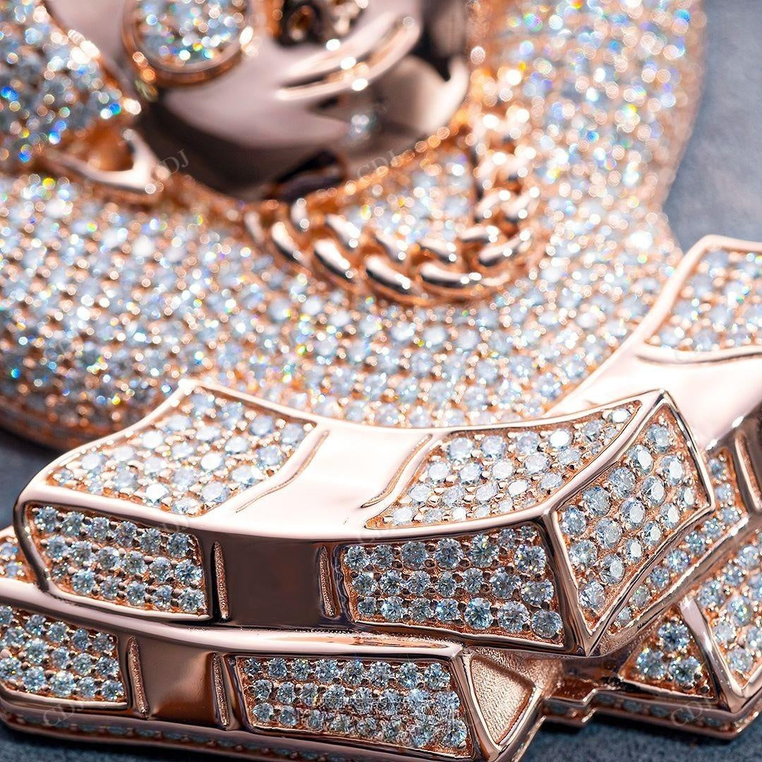 Rose Gold Iced Out Diamond Hip Hop Pendant hip hop jewelry customdiamjewel   