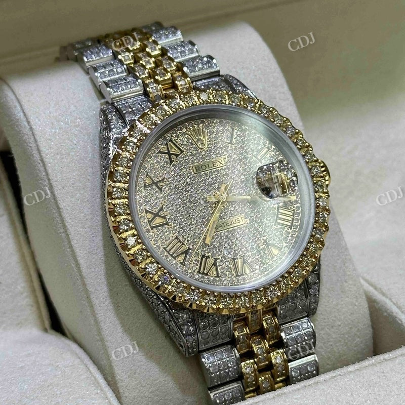 Rolex Yellow And White Bust Down Moissanite Watch  customdiamjewel   