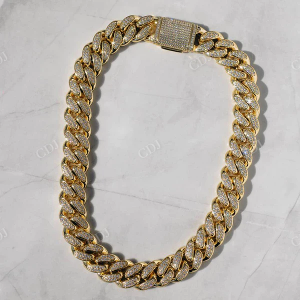 Hip Hop Iced Out Diamond Cuban Chain Necklace  customdiamjewel   