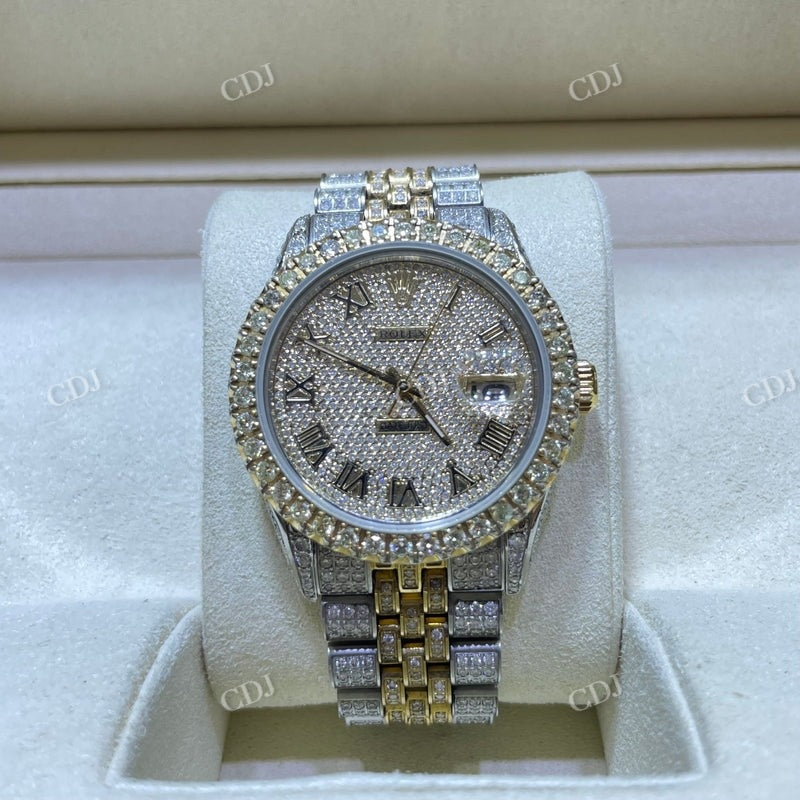 Rolex Yellow And White Bust Down Moissanite Watch  customdiamjewel   