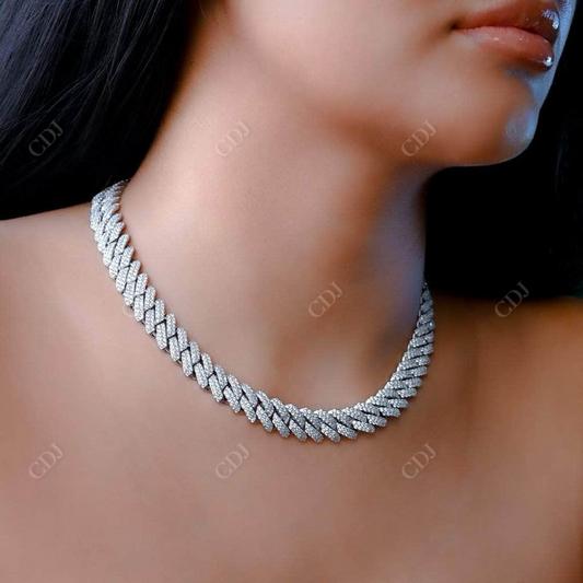 White Gold Fully Iced Out Cuban Chain for Girl  customdiamjewel   