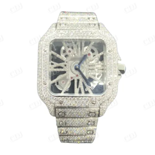 Wholesaler Of Custom Skeleton Watch Cartier GRA 22 to 24 Carats Certified Moissanite Watch  customdiamjewel   