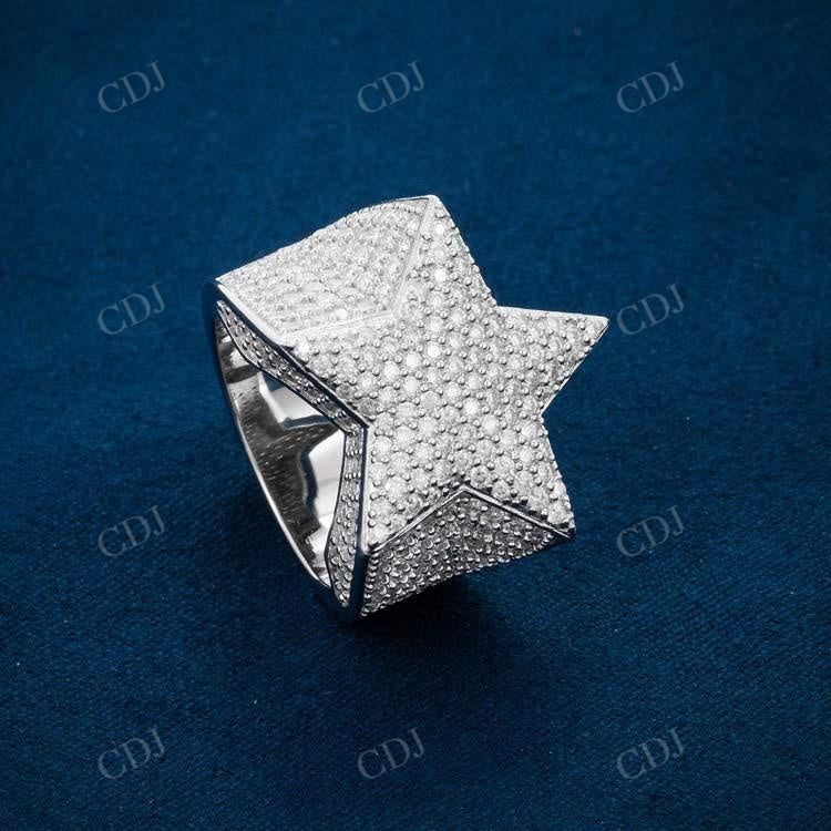 14K White Gold Star Shaped Hip Hop Ring hip hop jewelry customdiamjewel   