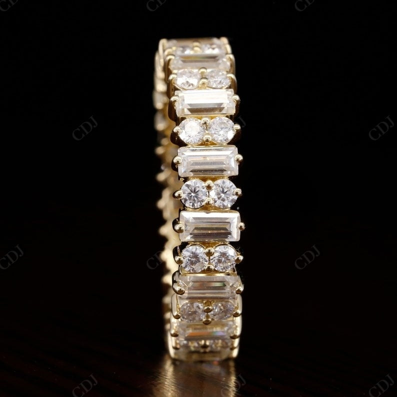 Baguette and Round Lab Grown Diamond Solid Yellow Gold Wedding Band  customdiamjewel   