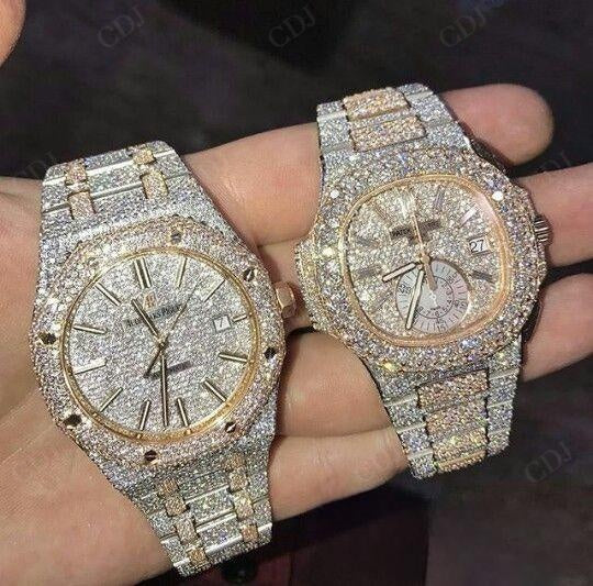 41MM Two Tone Cartier Iced Out Watch  customdiamjewel   