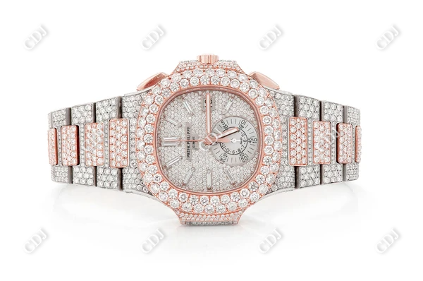 Chrono Two Tone Lab Diamond Watch  customdiamjewel   