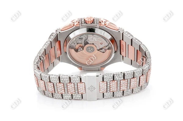 Chrono Two Tone Lab Diamond Watch  customdiamjewel   