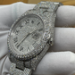 Rolex Fully Cluster Diamond Bust Down Unisex Automatic Movement Watch With Stainless Steel Band  customdiamjewel   