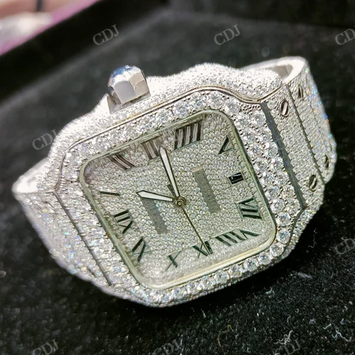 Cartier Swiss Automatic Model Natural Diamond Hip Hop Watch Rappers Diamond Jewelry  customdiamjewel   