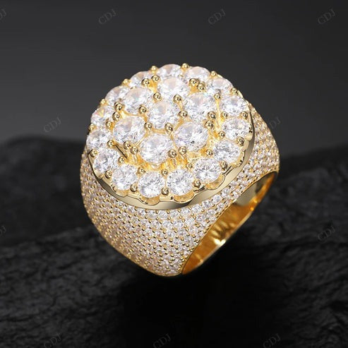 18K Yellow Gold VVS D Moissanite Men's Signet Ring hip hop jewelry CustomDiamJewel