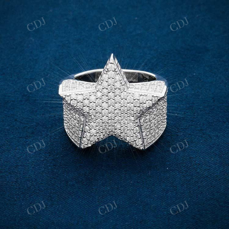 14K White Gold Star Shaped Hip Hop Ring hip hop jewelry customdiamjewel   