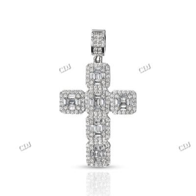 VVS Moissanite Silver Hip Hop Cross Pendant for Unisex hip hop jewelry CustomDiamJewel