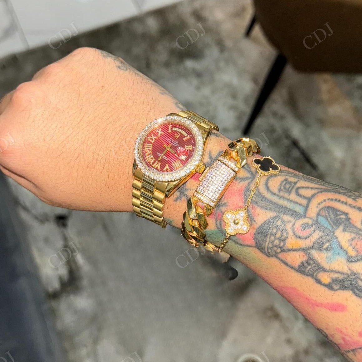 Diamond Red Dial Rolex Watch Hip Hop Boys watch hip hop jewelry CustomDiamJewel   