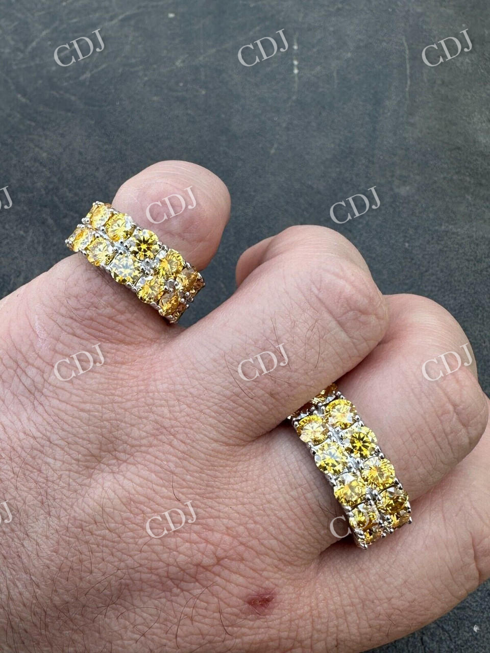 Canary Moissanite Hip Hop Ring  customdiamjewel   