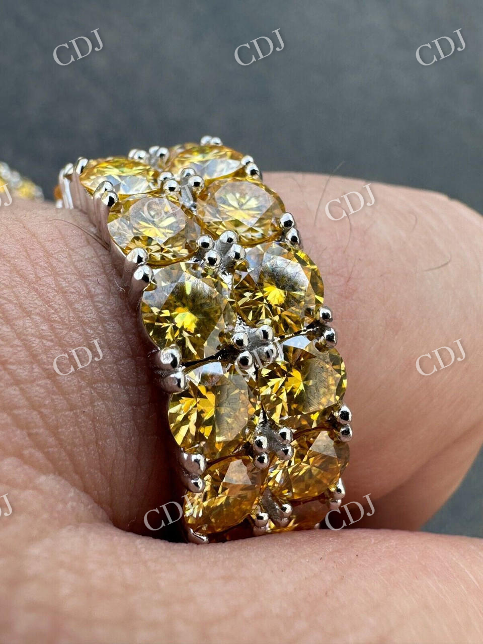 Canary Moissanite Hip Hop Ring  customdiamjewel   