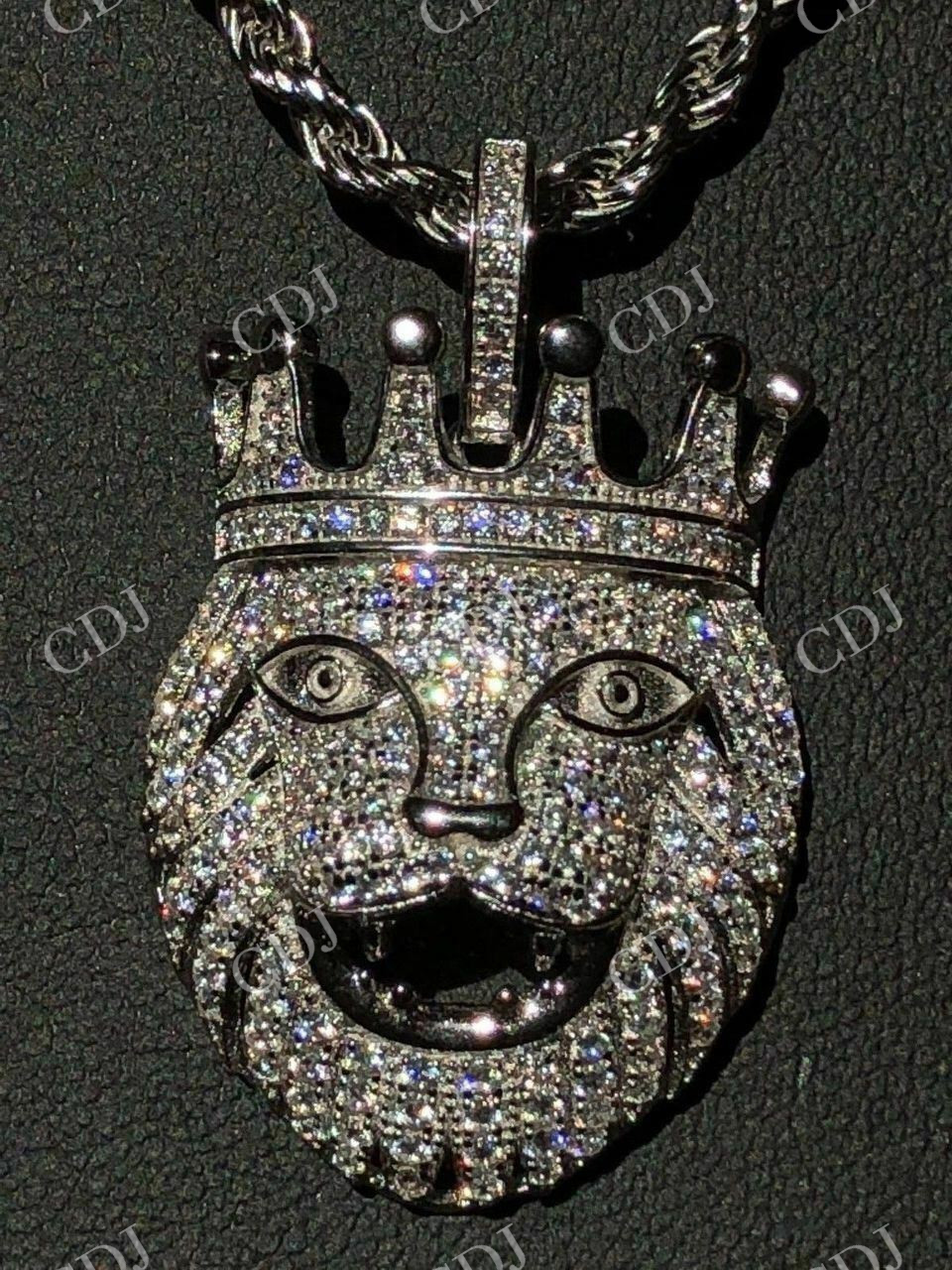 Lion W. Crown Moissanite Pendant  customdiamjewel   