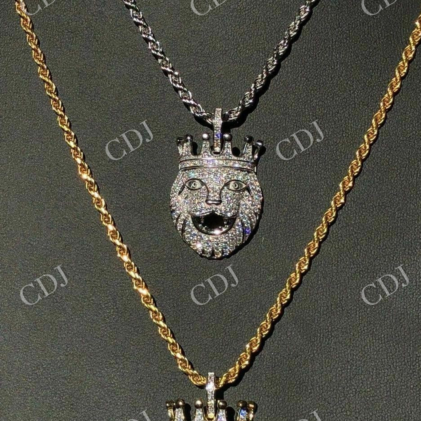 Lion W. Crown Moissanite Pendant  customdiamjewel   