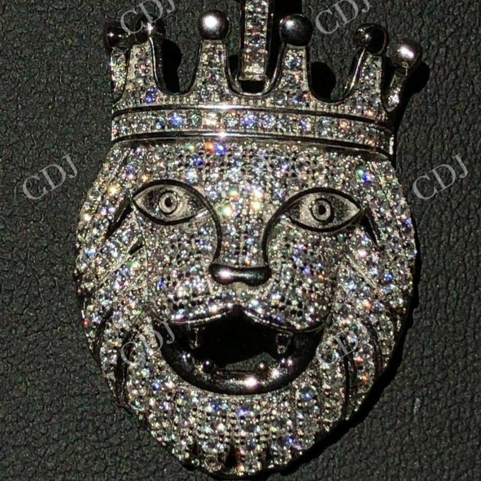 Lion W. Crown Moissanite Pendant  customdiamjewel   