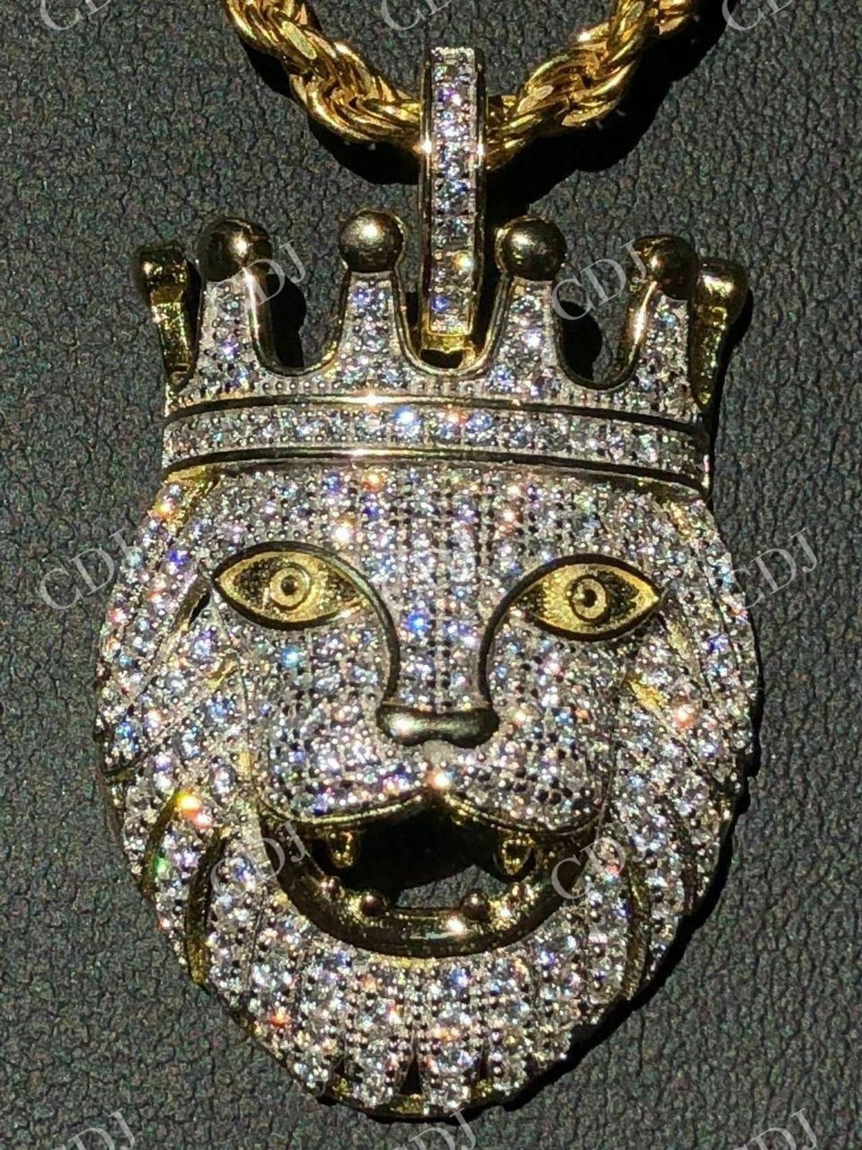 Lion W. Crown Moissanite Pendant  customdiamjewel   