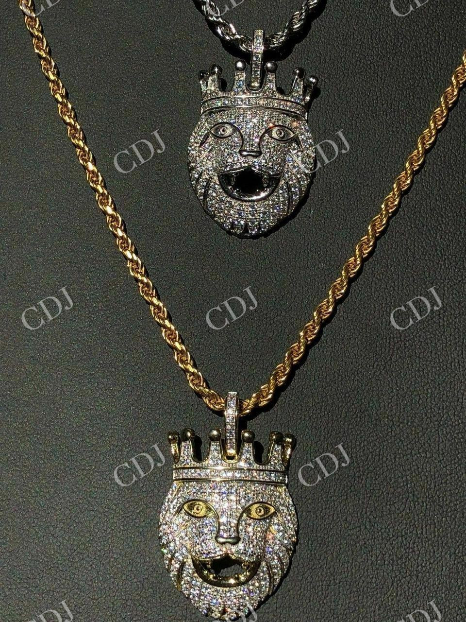 Lion W. Crown Moissanite Pendant  customdiamjewel   