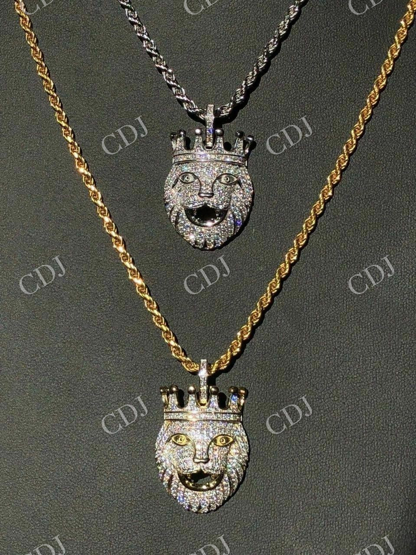 Lion W. Crown Moissanite Pendant  customdiamjewel   