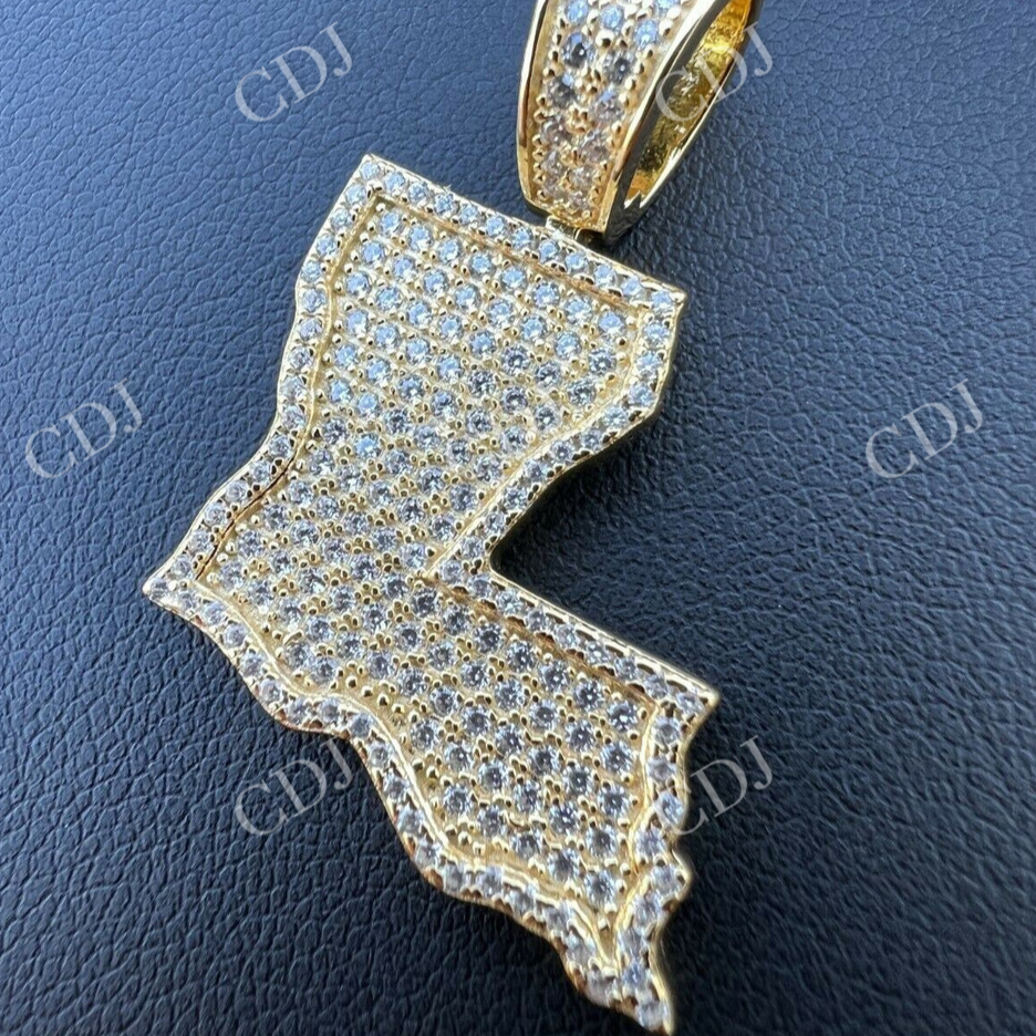 Moissanite Hip Hop Louisiana State Shape Pendant  customdiamjewel   