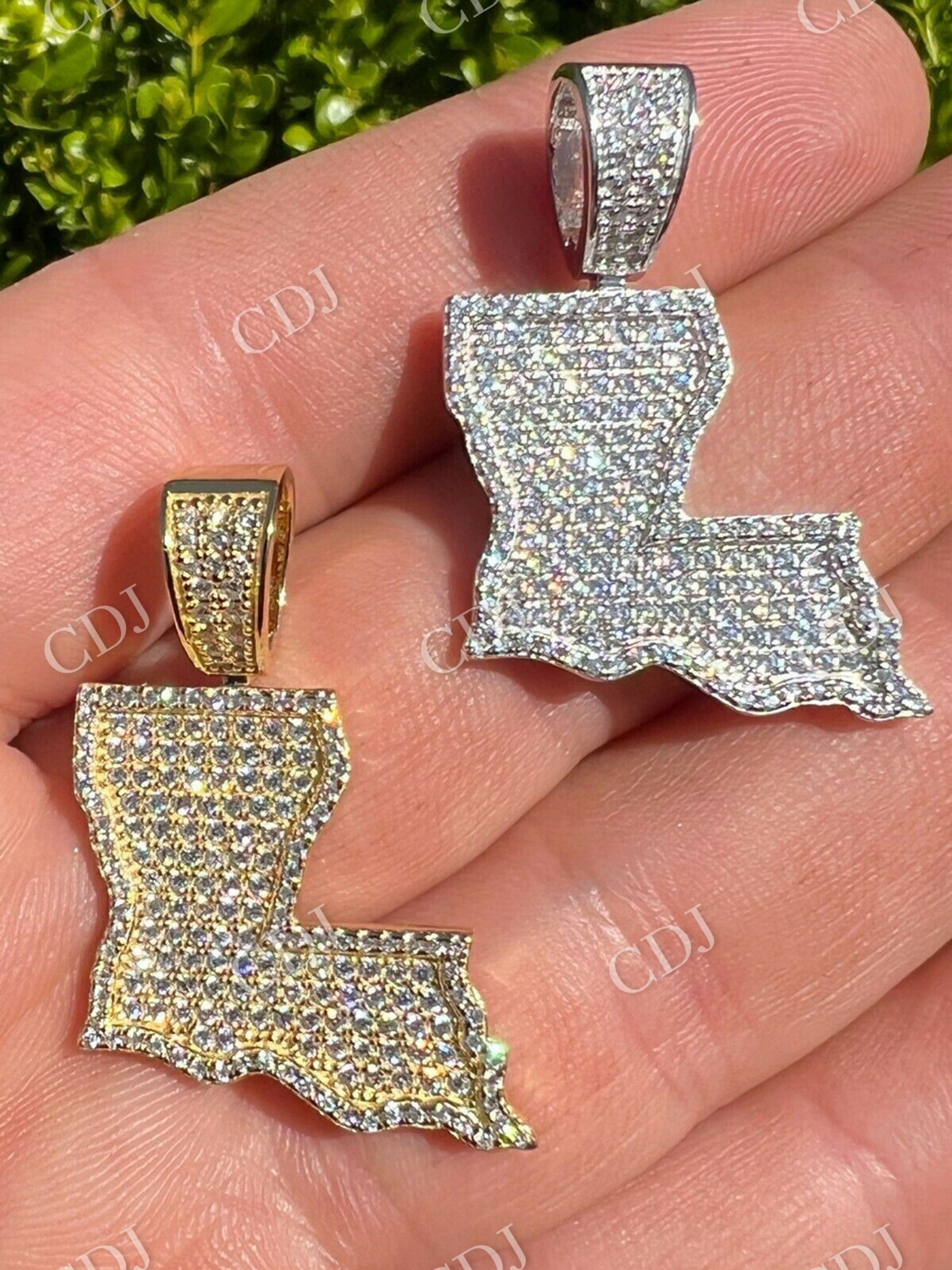 Moissanite Hip Hop Louisiana State Shape Pendant  customdiamjewel   