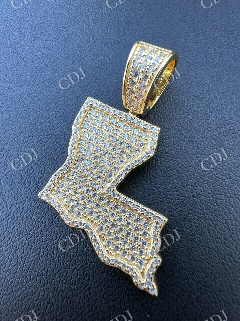 Moissanite Hip Hop Louisiana State Shape Pendant  customdiamjewel   