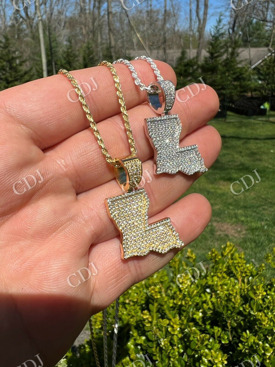 Moissanite Hip Hop Louisiana State Shape Pendant  customdiamjewel   