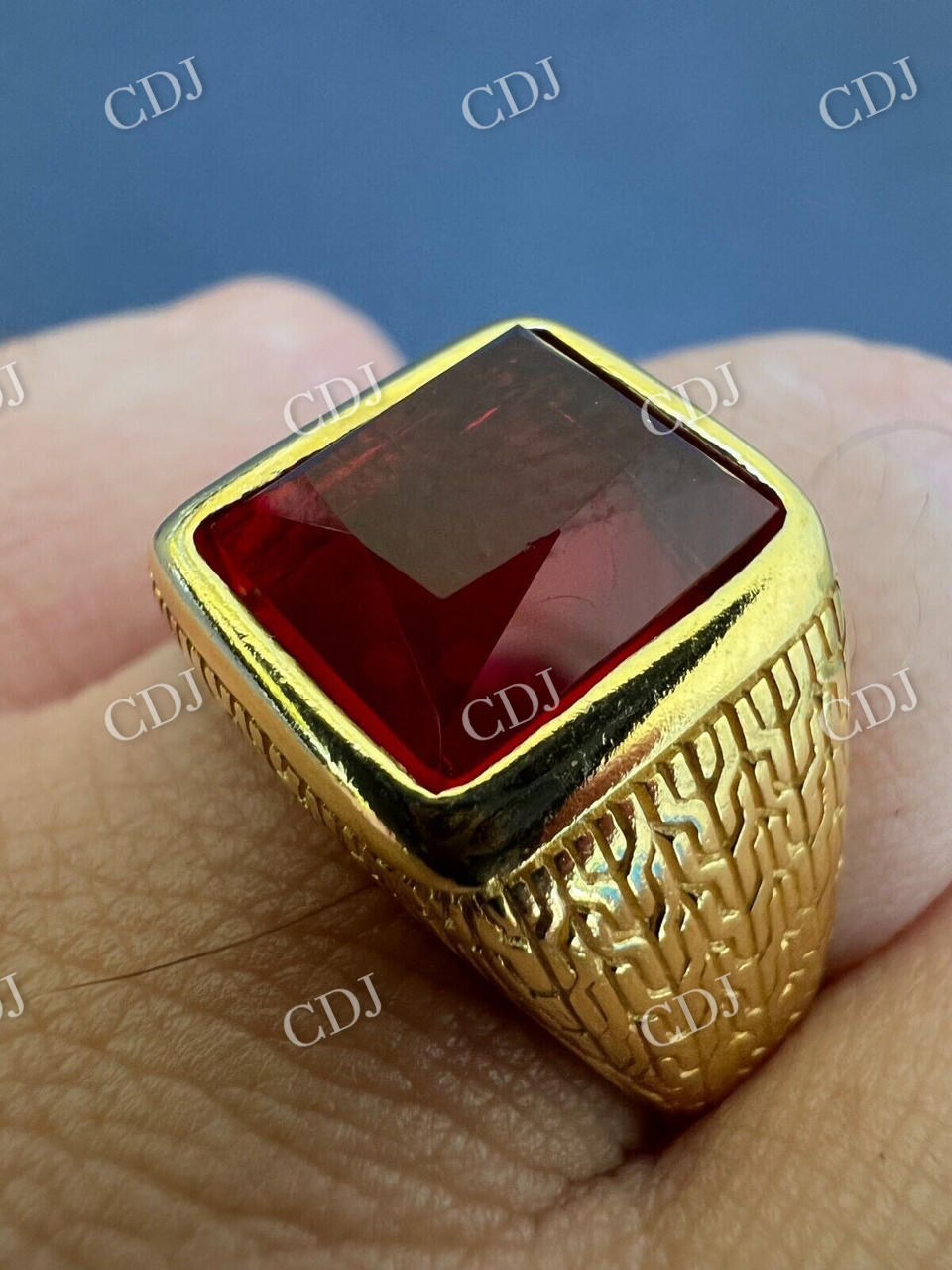 Ruby Gem Stone Hip Hop Ring  customdiamjewel   