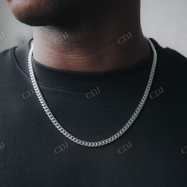 6mm Silver Hip Hop Cuban Chain Daily Wear Necklace  customdiamjewel   